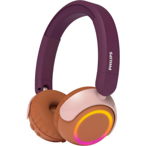 Casti Philips On-Ear pentru copii TAK4200MP/00, Wireless, Bluetooth, Lumini LED, Violet