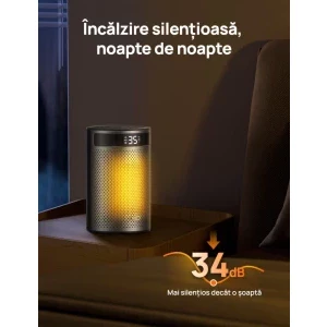 DREO Aeroterma electrica Atom 416, 1500 W, 5 trepte, Ventilare, Argintiu/Negru