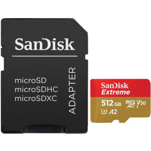 Card memorie SanDisk Micro SDXC Extreme 512GB A2 C10 V30 UHS-I U3 + Adaptor