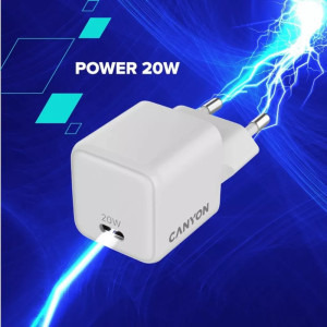 Canyon GaN, 1x USB-C, Power Delivery 20W, tehnologie Quick Charge 3.0