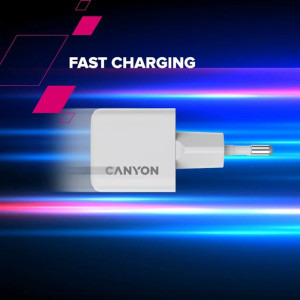 Canyon GaN, 1x USB-C, Power Delivery 20W, tehnologie Quick Charge 3.0