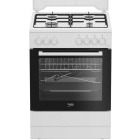 Aragaz Beko FBST62110DW, Mixt, 4 arzatoare, Sistem de siguranta, Aprindere integrata, Grill, Rotisor, Clasa A, 60 cm, Alb
