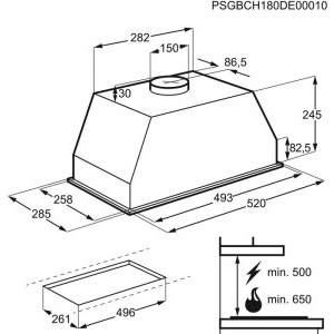 AEG integrata DGB2531M, Putere de absorbtie 440 m3/h, 1 motor, Iluminare LED, 52 cm, Inox