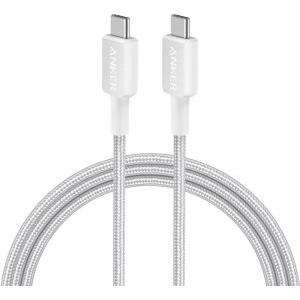Cablu de date / adaptor Anker 322, USB-C Male la USB-C Male, PD 60W, 1.8 m, White