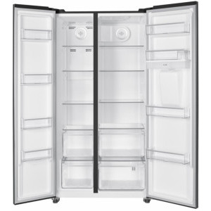 Heinner HSBS-HM529NFINVDGWDE++, 529 L, Clasa E, Full No Frost, Inverter, Dozator apa, Control electronic, 177 cm, Antracit