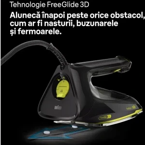 Braun Fier de calcat FreeStyle 7 FI7255GR, 2000W, 55g/min, Negru/Verde