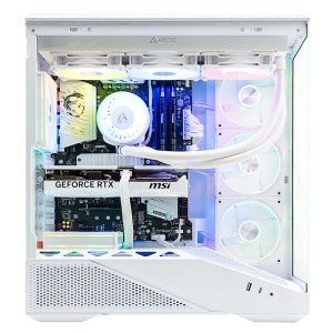Gaming DRAGON Prime Alb Streaming Edition, AMD Ryzen 7 5800X3D 3.4GHz, 32GB DDR4, 1TB SSD, RX 9070 XT 16GB GDDR6, Iluminare RGB
