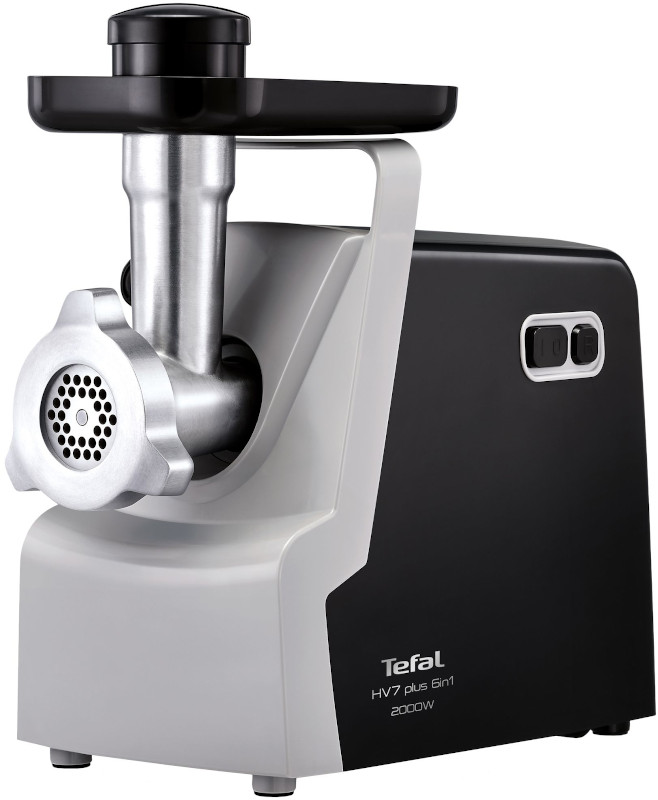 Masina de tocat Tefal NE542831, 2000W, 2.6kg/min, reverse, accesoriu pentru carnati, Negru/Gri