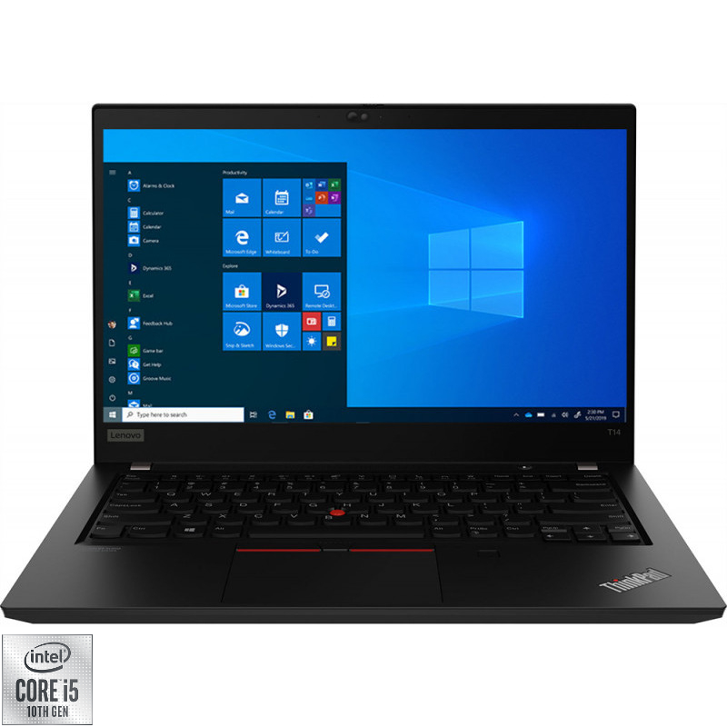 Laptop Lenovo 14'' ThinkPad T14 Gen 1, FHD IPS Touch, Procesor Intel® Core™ i5-10210U (6M Cache, up to 4.20 GHz), 8GB DDR4, 512GB SSD, GMA UHD, Win 10 Pro, Black