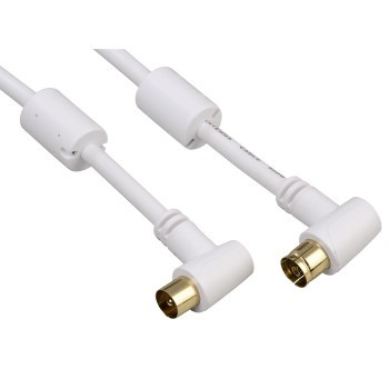 Cablu video Hama Antena Coaxial Male - Coaxial Female, 95db, conector 90 grade, 3m, alb