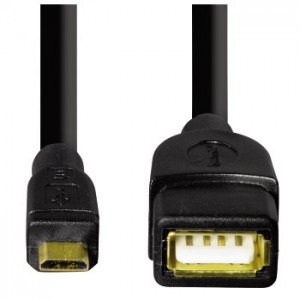 Hama 1x USB 2.0 Female -  1x microUSB 2.0 Male, 0.15m, negru