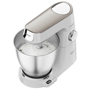 Kenwood Titanium Chef Baker XL KVL65.001WH, 1200 W, vas 7 l, 10 trepte viteza, cantar integrat, ecran LCD, 3 accesorii patiserie, alb
