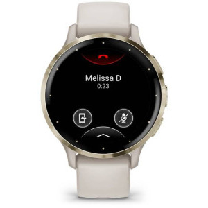 Garmin Venu 3S, GPS, Wi-Fi, curea silicon, Ivory/Soft Gold