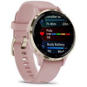 Garmin Venu 3S, GPS, Wi-Fi, curea silicon, Pink Dawn/Soft Gold