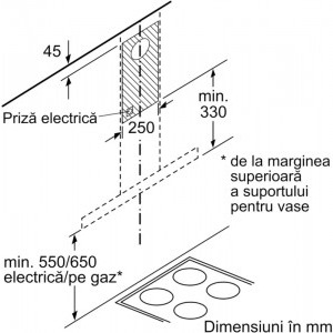 Bosch decorativa DWB67IM50, Putere absorbtie 720 m3/h, 1 motor, 60 cm, Inox