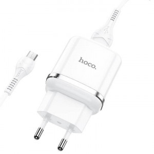 Hoco N3 Vigour, 1x USB, alb, QuickCharge 3.0, 18W + Cablu microUSB, 1m