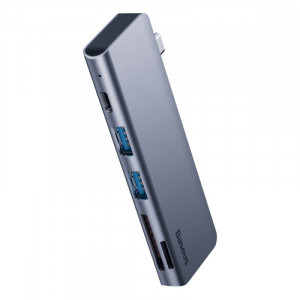 Baseus MultiPort Hub CAHUB-K0G, USB Tip C, 5-in-1, 2x USB 3.0, 1x USB-C + microSD card