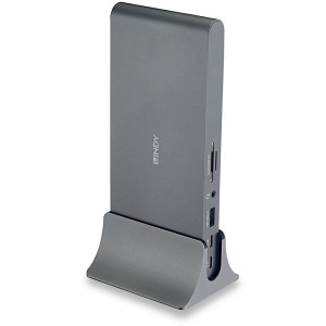 LINDY DST-Pro 5K XT, USB-C, USB 3.0, DisplayPort, HDMI, RJ-45, SD/MicroSD, Jack 3.5 mm, PD 100W, Silver