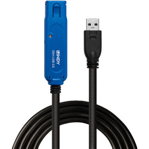LINDY Pro, USB 3.0 tip A Male - USB 3.0 tip A Female, 20m, negru-albastru