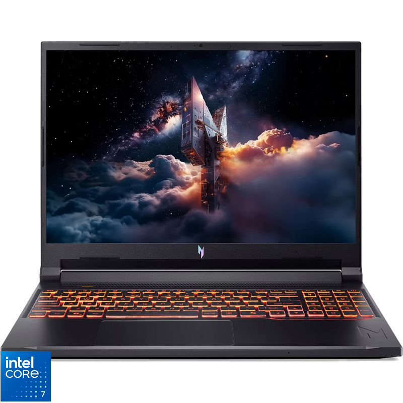 Laptop Acer Gaming 16'' Nitro V 16 ANV16-72, WUXGA IPS 180Hz, Procesor Intel® Core™ 7 240H (24M Cache, up to 5.20 GHz), 16GB DDR5, 1TB SSD, GeForce RTX 5070 8GB, No OS, Obsidian Black