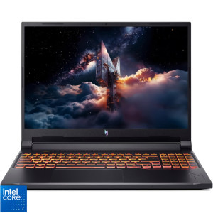 Laptop Acer Gaming 16 Nitro V 16 ANV16-72, WUXGA IPS 180Hz, Procesor Intel® Core™ 7 240H (24M Cache, up to 5.20 GHz), 16GB DDR5, 1TB SSD, GeForce RTX 5070 8GB, No OS, Obsidian Black