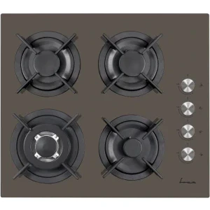 Plita incorporabila Fram FBH-V4IWF-GMK, Gaz, 4 arzatoare, Aprindere electrica integrata, Sistem de siguranta, Wok, 60 cm, Cafeniu