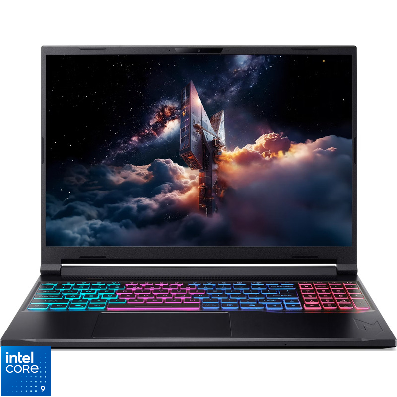 Laptop Acer Gaming 16'' Nitro V 16S ANV16S-71, WQXGA IPS 180Hz, Procesor Intel® Core™ 9 270H (24M Cache, up to 5.80 GHz), 32GB DDR5, 1TB SSD, GeForce RTX 5070 8GB, No OS, Obsidian Black