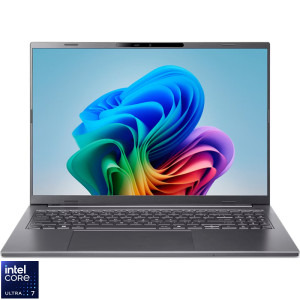Laptop Acer 16 Aspire 16 AI A16-52M, WUXGA+ OLED 120Hz, Procesor Intel® Core™ Ultra 7 256V (12M Cache, up to 4.80 GHz), 16GB LPDDR5X, 1TB SSD, Intel Arc 140V, No OS, Steel Gray
