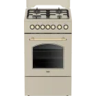 Aragaz Beko FSE52135DCRSN, Mixt, 4 arzatoare, Sistem de siguranta, Aprindere integrata, SteamShine, Grill, Clasa A, 50 cm, Bej