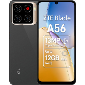Smartphone ZTE Blade A56, 64GB, 12GB RAM (4GB + 8GB extensibili), Dual SIM, 4G, 4-Camere, Celestial Black