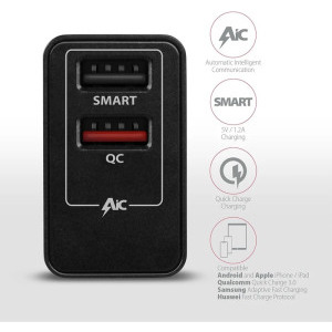 AXAGON ACU-QS24, 2x USB, Quick Charge 24 W, Black