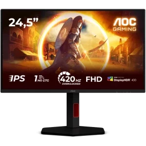 Monitor LED AOC Gaming AGON 25G4KUR 24.5 inch FHD IPS 0.3 ms 420 Hz HDR G-Sync Compatible