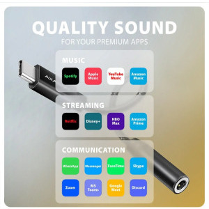 AXAGON ADA-HC, 1x USB-C Male - 1x Jack 3.5 mm Female, negru