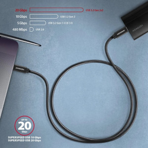 AXAGON BUCM32-CM05AB, USB-C Male la USB-C Male, 20Gbps, PD 100W, 0.5 m, Black