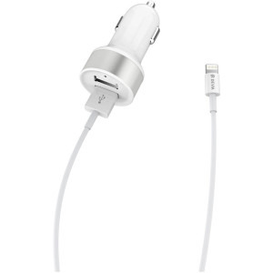 Devia 2x USB, 12W, White + cablu USB la Lightning MFI