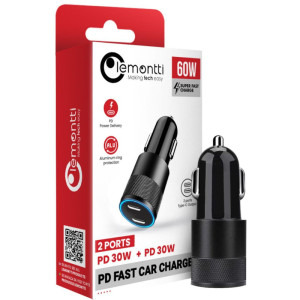 Lemontti 2x USB-, Super Fast Charge, 60W, Black