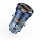 Incarcator auto Lemontti 1x USB-C Fast Charging PD, 1x USB-A QC 3.0, 45W, Transparent/Blue