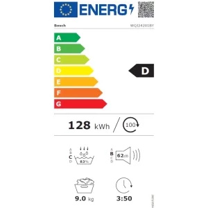 Bosch WQJ24201BY, Pompa de caldura, 9 kg, Clasa D, AutoDry, Smart Dry, Home Connect, Alb