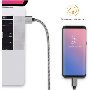 Lemontti USB Male la USB-C Male, 0.5m/1m, Black/Grey, Set