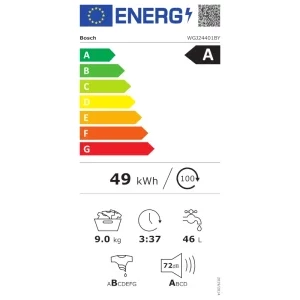 Bosch WGJ24401BY, 9 kg, 1400 RPM, Clasa A, EcoSilence Drive, Iron Assist, Active Water Plus, Home Connect, Alb