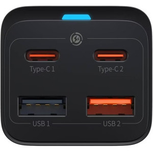 Baseus GaN3 Pro, 2x USB, 2x USB-C, Quick Charge 65W, Black