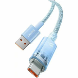 Baseus Explorer, USB Male la USB-C Male, 100W 1 m, Quick Charge, Light Blue, amperaj maxim suportat 6A