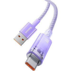 Baseus Explorer, USB Male la USB-C Male, 100W 2 m, Quick Charge, Purple, amperaj maxim suportat 6A
