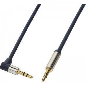 Cablu audio Logilink Jack 3.5 mm Male - Jack 3.5 mm Male, conector 90 grade, 0.5m, albastru