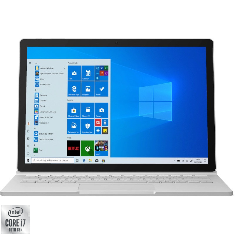 Ultrabook Microsoft 13.5" Book 3, PixelSense Touch, Procesor Intel® Core™ i7-1065G7 (8M Cache, up to 3.90 GHz), 16GB DDR4X, 256GB SSD, GeForce GTX 1650, Win 10 Home, Platinum
