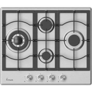 Plita incorporabila Fram FBH-M4IWF-SS, Gaz, 4 arzatoare, Aprindere electrica integrata, Sistem de siguranta, Wok, 60 cm, Inox