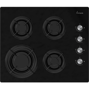 Plita incorporabila Fram FBH-M4IRF-GBK, Gaz, 4 arzatoare, Aprindere electrica integrata, Sistem de siguranta, 60 cm, Negru