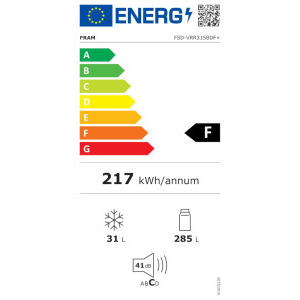 Fram FSD-VRR315BDF+, 315 L, Clasa F, Control mecanic, Iluminare LED, 177 cm, Visiniu
