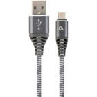 Cablu de date / adaptor Gembird USB Male la microUSB Male, 2 m, Grey/White