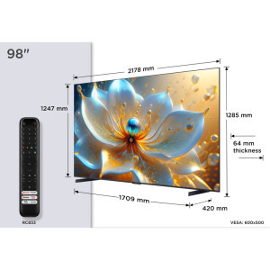 TCL Smart TV QLED 98T8C Seria T8C 248cm 4K UHD HDR